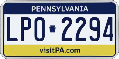 PA license plate LPO2294