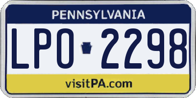 PA license plate LPO2298