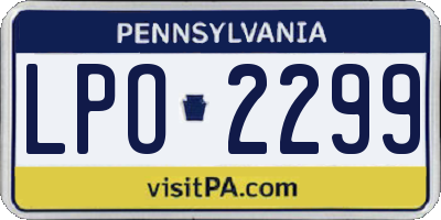 PA license plate LPO2299