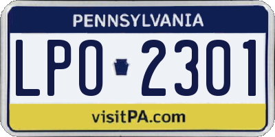 PA license plate LPO2301