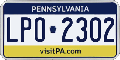 PA license plate LPO2302