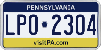 PA license plate LPO2304