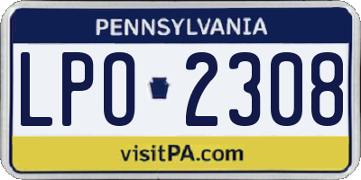 PA license plate LPO2308