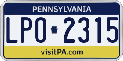 PA license plate LPO2315