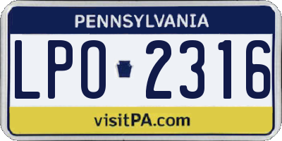 PA license plate LPO2316