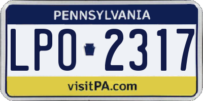 PA license plate LPO2317