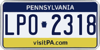 PA license plate LPO2318