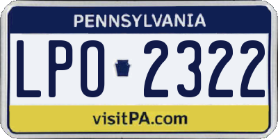 PA license plate LPO2322