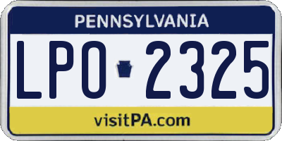 PA license plate LPO2325