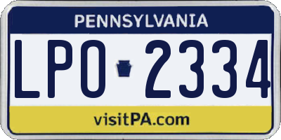 PA license plate LPO2334