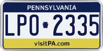PA license plate LPO2335