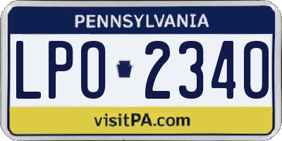 PA license plate LPO2340