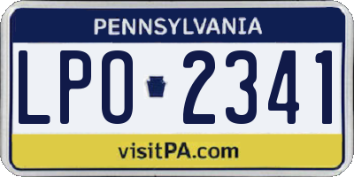 PA license plate LPO2341