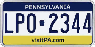 PA license plate LPO2344