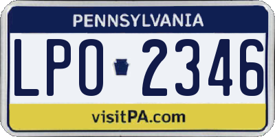 PA license plate LPO2346