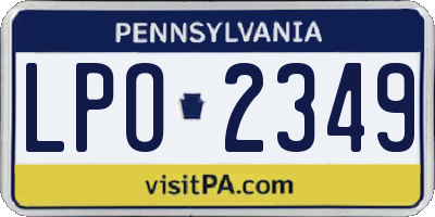PA license plate LPO2349