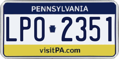 PA license plate LPO2351