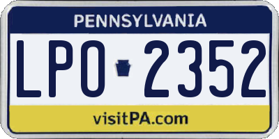 PA license plate LPO2352