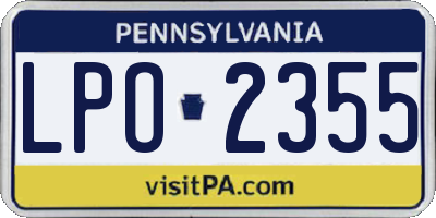 PA license plate LPO2355