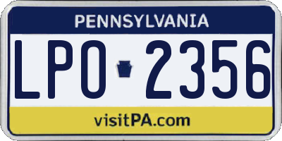 PA license plate LPO2356