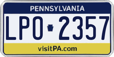 PA license plate LPO2357