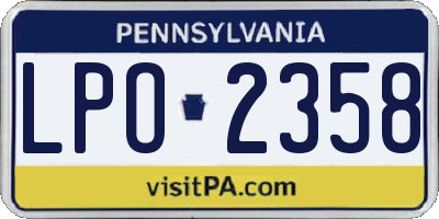 PA license plate LPO2358
