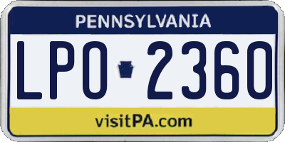 PA license plate LPO2360