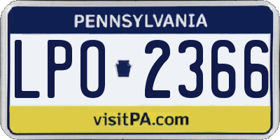 PA license plate LPO2366