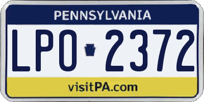 PA license plate LPO2372
