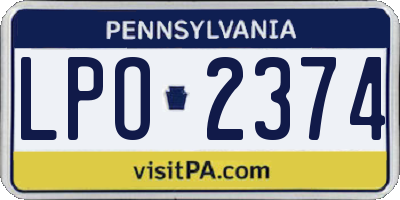 PA license plate LPO2374