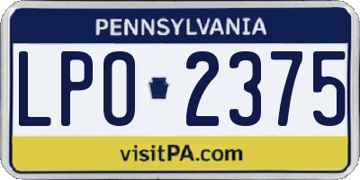 PA license plate LPO2375