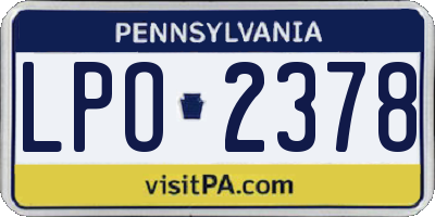 PA license plate LPO2378