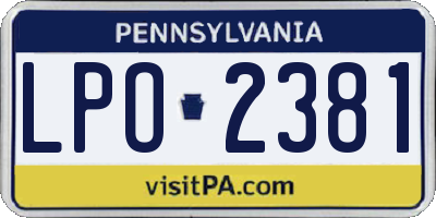PA license plate LPO2381