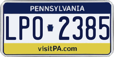 PA license plate LPO2385
