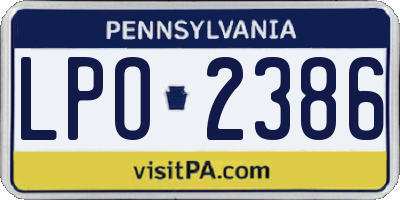 PA license plate LPO2386