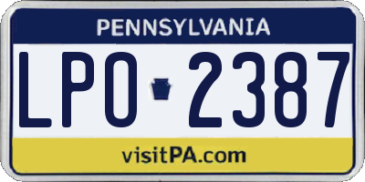 PA license plate LPO2387