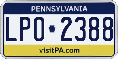 PA license plate LPO2388