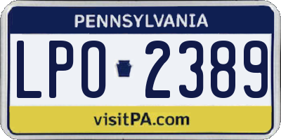 PA license plate LPO2389