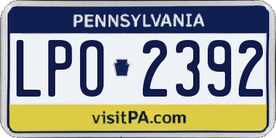 PA license plate LPO2392