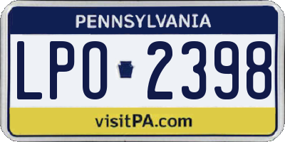 PA license plate LPO2398