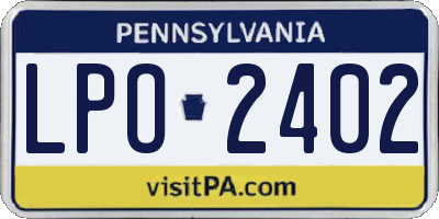 PA license plate LPO2402