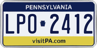 PA license plate LPO2412