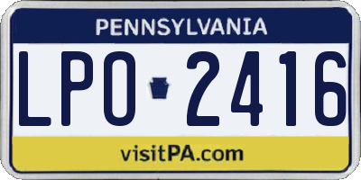PA license plate LPO2416