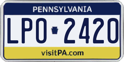 PA license plate LPO2420