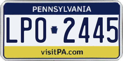 PA license plate LPO2445