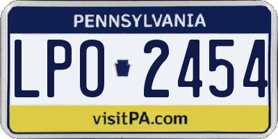 PA license plate LPO2454