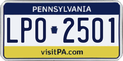 PA license plate LPO2501