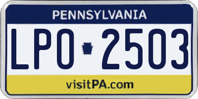 PA license plate LPO2503