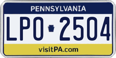 PA license plate LPO2504