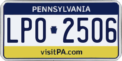 PA license plate LPO2506